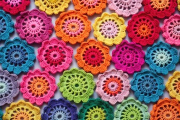 colorful crochet pattern close-up capture - obrazy, fototapety, plakaty