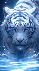 White tiger, the four major Chinese mythical animals and twelve zodiac animals, concept illustration of exotic animals from the Classic of Mountains and Seas