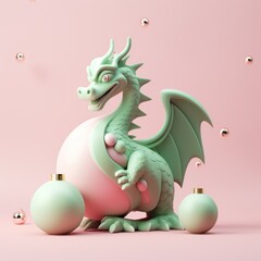 Fototapeta premium Green dragon, zodiac symbol of New Year