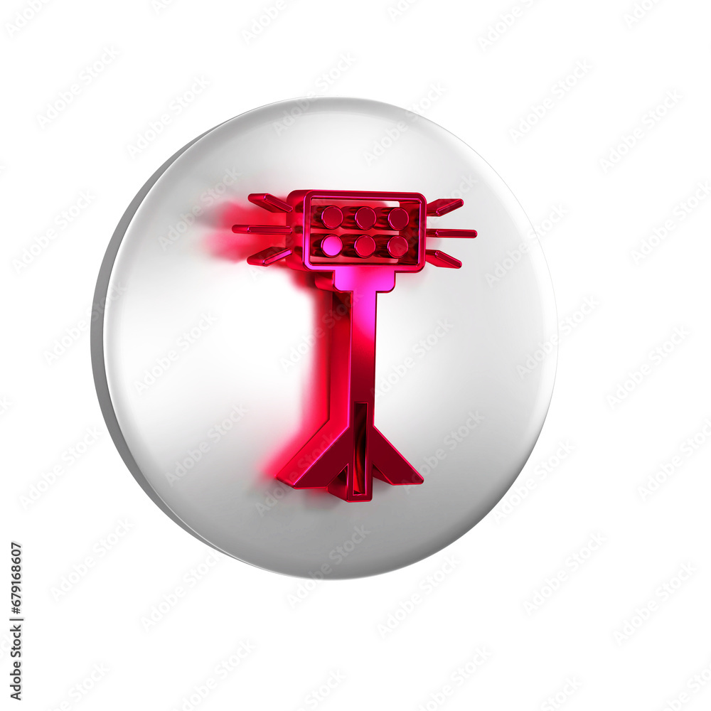Poster red studio light bulb in softbox icon isolated on transparent background. shadow reflection design. 