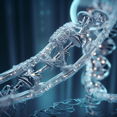 DNA String Repair by Robot Arms: A 3D Rendering