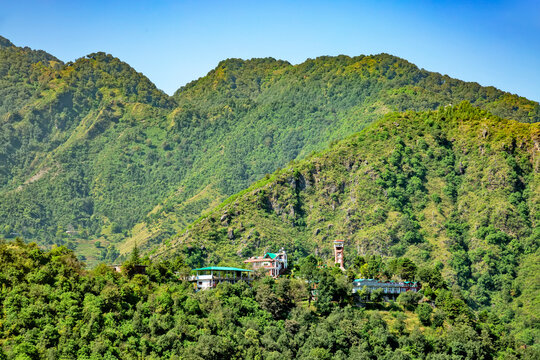 view of the mountain valley from hill station at Mussoorie,Uttarakhand,india.