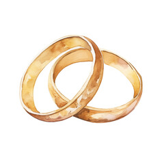 Golden wedding rings watercolor isolated transparent, Generative AI - obrazy, fototapety, plakaty