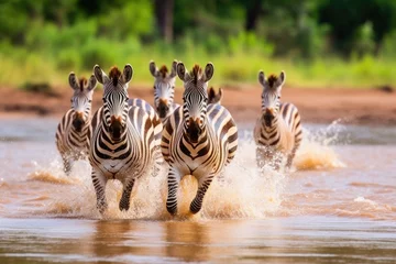 Foto op Canvas zebras crossing a river during migration © Alfazet Chronicles