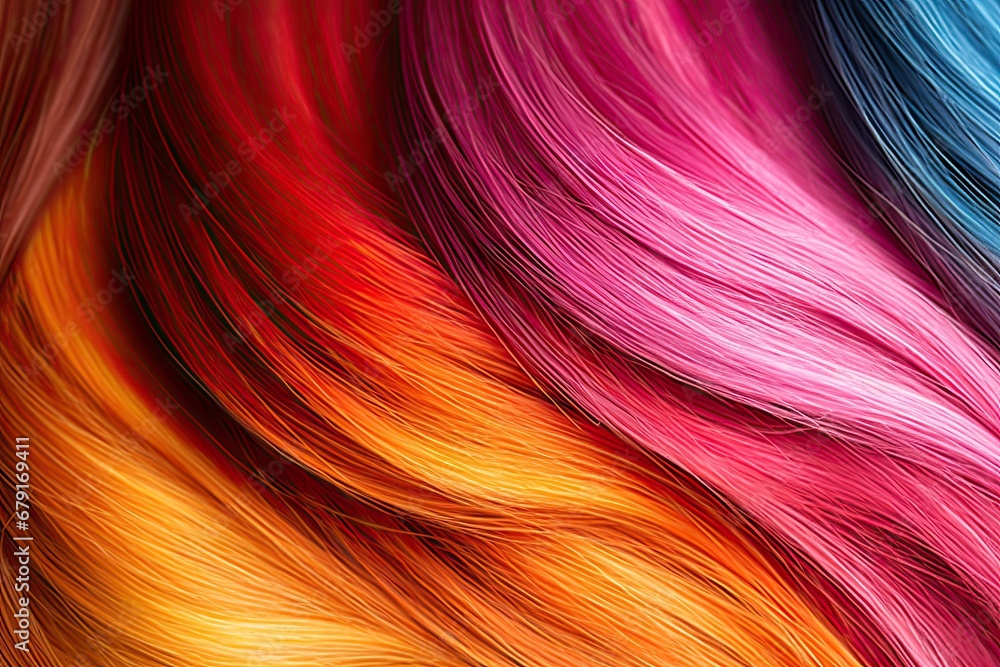 Poster dancing hues. vibrant tapestry of abstract colors hair and patterns. exploring dynamic textures of c