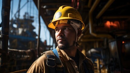 An operator working doing maintenance tasks on an oil