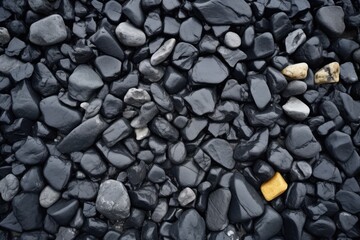 black volcanic pebbles close-up