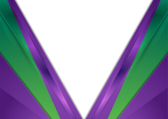 Green violet glossy stripes abstract tech corporate background. Vector graphic design