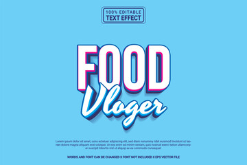 Editable text effect Food Vloger  3d cartoon template style modren premium vector