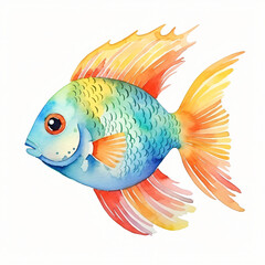 Sea fish watercolor cartoon
