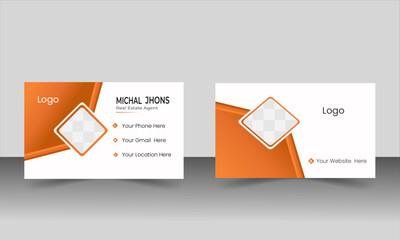 
Double-sided creative business card template.Set of black and orange modern business card print templates.Business card for business and personal use with company logo. Stationery design with simple 