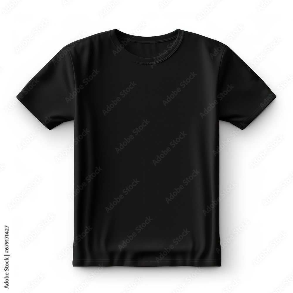 Poster Black T-Shirt Mockup: Front Isolated on Transparent Background.ai generative