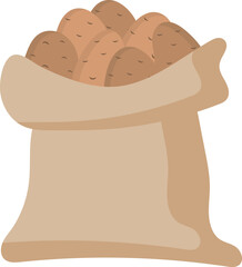 Potato. A bag of potatoes. Harvest. Vegetable bag.