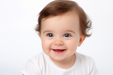 Naklejka premium portrait of a happy cute baby child in white background 