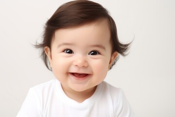 portrait of  a  happy cute baby child in white  background 