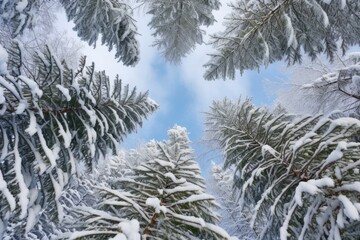 heavy snow on pine branches