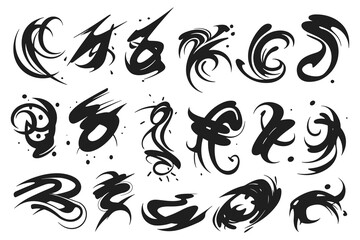 Abstract Brush Ink Paint Shapes Collection