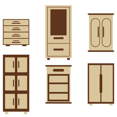 Cupboard icon set. Home furniture