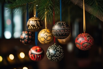 Festive Display of Multicultural Traditions through Wooden Ornaments on a Christmas Tree
