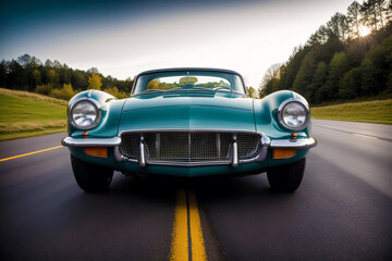 A beautiful classic car. Timeless Wheels. The old style car. Generative AI