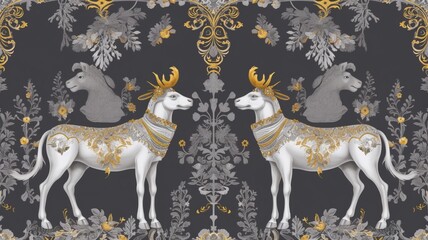 Symmetrical simple wallpaper embroidered pattern Ai generated art