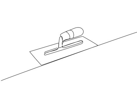 recommend clip art: Professional Rectangular Steel Trowel one line art. Continuous line drawing of repair, professional, hand, people, concept, support, maintenance.