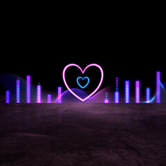 Neon hearts and volume visualizer.