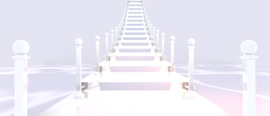 3d rendered stairway to the sky above the sea.