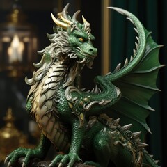 Fototapeta premium Green dragon, zodiac symbol of New Year