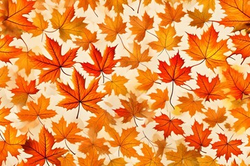 Autumn background, seamless tile with maple leaves naturaly HD glow