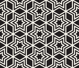 Vector seamless pattern. Repeating geometric elements. Stylish monochrome background design.