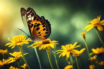 Obraz premium butterfly on yellow flower