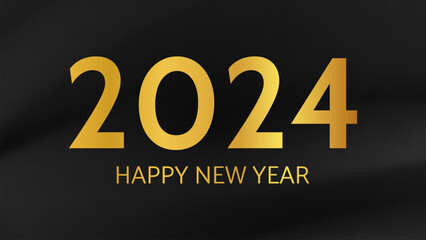 2024 Happy New Year on dark silk background