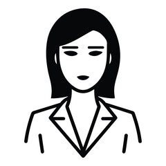 Business Woman In A Suit Flat Icon Isolated On White Background