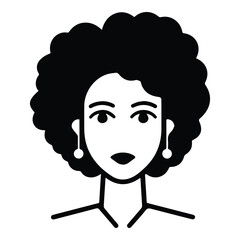 Woman With Curly Hair Flat Icon Isolated On White Background