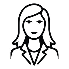 Business Woman In A Suit Flat Icon Isolated On White Background