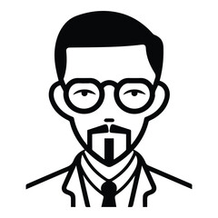 Asian Businessman In Glasses Flat Icon Isolated On White Background