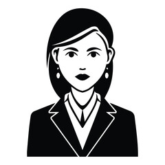 Business Woman In A Suit Flat Icon Isolated On White Background