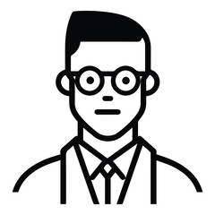 Businessman In Glasses Flat Icon Isolated On White Background