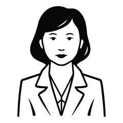 Asian Businesswoman Flat Icon Isolated On White Background