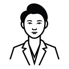Asian Businesswoman Flat Icon Isolated On White Background