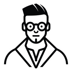 Man In Glasses Flat Icon Isolated On White Background