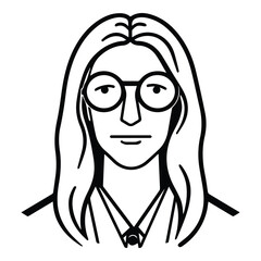 Businessman With Long Hair And Glasses Flat Icon Isolated On White Background