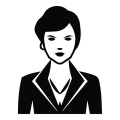 Businesswoman With Short Hair Flat Icon Isolated On White Background