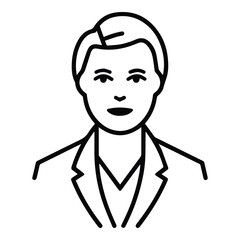 Businesswoman With Short Hair Flat Icon Isolated On White Background