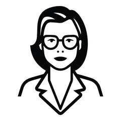 Businesswoman In Glasses Flat Icon Isolated On White Background