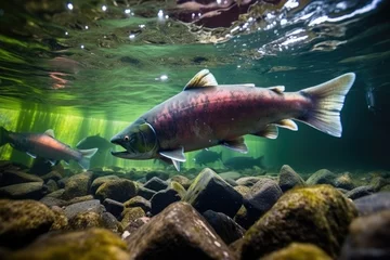Foto op Aluminium salmon migrating upstream to spawn © Alfazet Chronicles