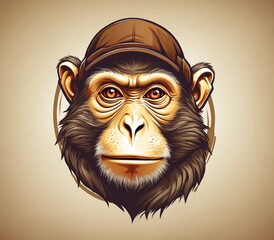 Chimpanzee in a baseball cap - obrazy, fototapety, plakaty