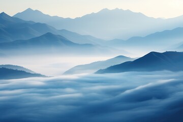 Fototapeta na wymiar Beautiful landscape of mountains in foggy morning. Beauty in nature.