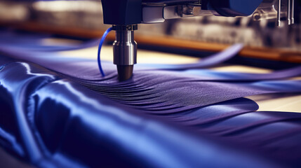 Fabric production, weaving factory, sewing automation, fabric and garment production in factory. Technological process of weaving industry.  - Powered by Adobe